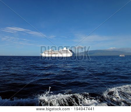 Cruse Ship At Anchor Off Lahaina, Maui, Hawaii