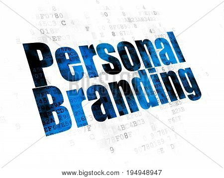 Marketing concept: Pixelated blue text Personal Branding on Digital background