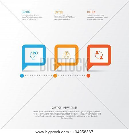 Corporate Icons Set. Collection Of Collaborative Solution, Cooperation, Human Mind And Other Elements. Also Includes Symbols Such As Idea, Collaborative, Collaboration.