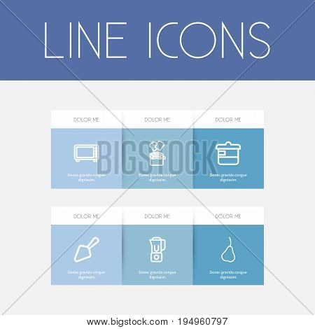 Set Of 6 Editable Meal Icons. Includes Symbols Such As Toast, Punchbag, Food Shovel And More. Can Be Used For Web, Mobile, UI And Infographic Design.