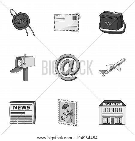 Postman, envelope, mail box and other attributes of postal service.Mail and postman set collection icons in monochrome style vector symbol stock illustration .