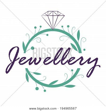 Jewelry logo design in organic style like a plant footstalk