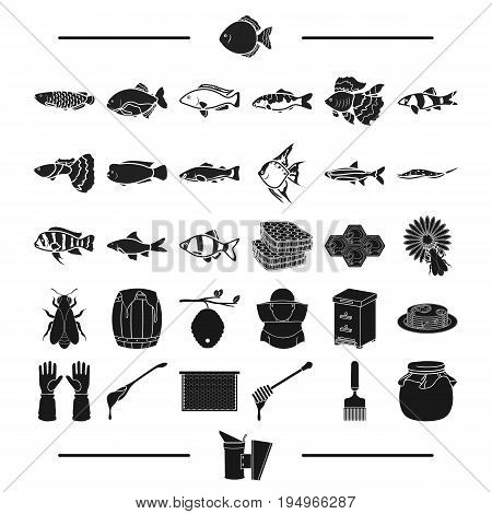 nature, Torres, fishing and other  icon in black style. smoke, Food, beekeeping, icons in set collection