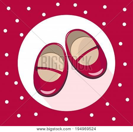 Red Baby crutches cute shoe Vector. Colorful summer shoewearing