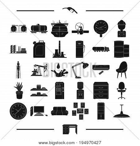 equipment, progress, ecology and other  icon in black style. table, industry, furniture, icons in set collection