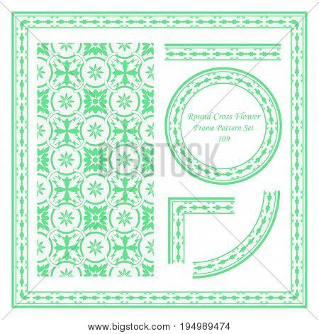 Vintage Frame Pattern Set Of Ound Cross Flower