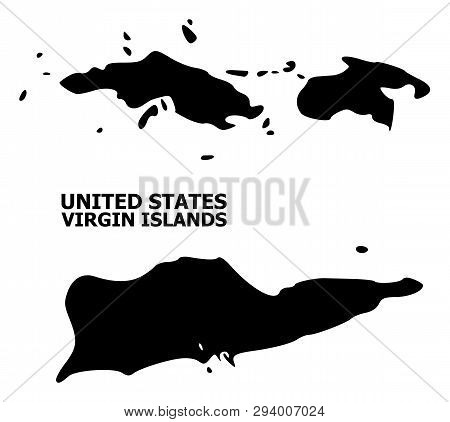 Vector Map Of American Virgin Islands With Name. Map Of American Virgin Islands Is Isolated On A Whi