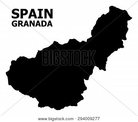 Vector Map Of Granada Province With Caption. Map Of Granada Province Is Isolated On A White Backgrou