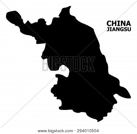 Vector Map Of Jiangsu Province With Title. Map Of Jiangsu Province Is Isolated On A White Background