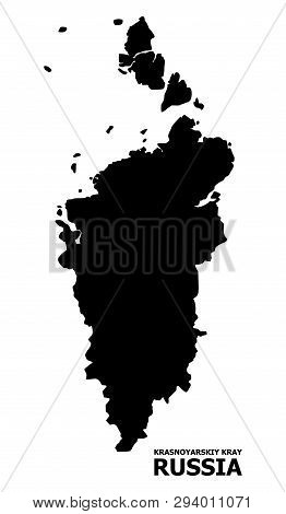 Vector Map Of Krasnoyarskiy Kray With Name. Map Of Krasnoyarskiy Kray Is Isolated On A White Backgro