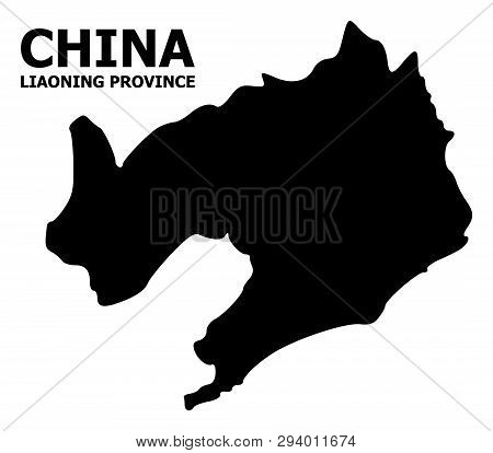 Vector Map Of Liaoning Province With Caption. Map Of Liaoning Province Is Isolated On A White Backgr