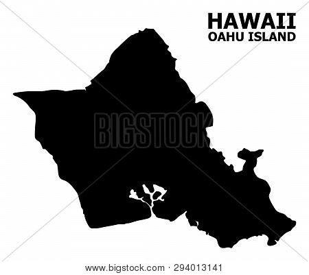 Vector Map Of Oahu Island With Title. Map Of Oahu Island Is Isolated On A White Background. Simple F