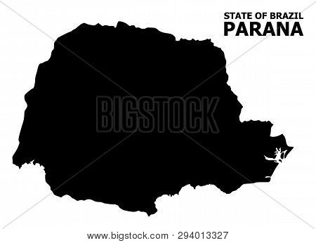 Vector Map Of Parana State With Caption. Map Of Parana State Is Isolated On A White Background. Simp