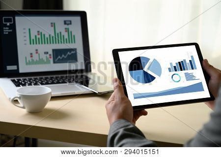 Business Man Work Chart Schedule Or Planning Financial Report Data Methodology