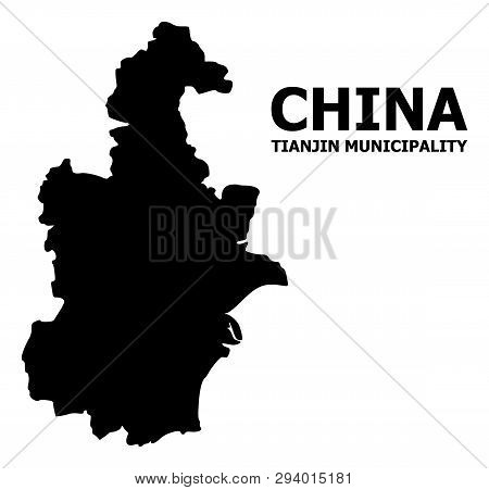 Vector Map Of Tianjin Municipality With Title. Map Of Tianjin Municipality Is Isolated On A White Ba