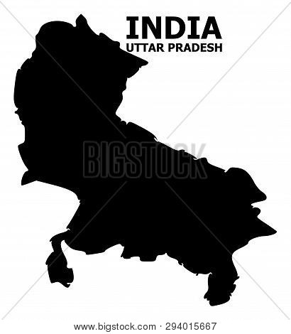 Vector Map Of Uttar Pradesh State With Name. Map Of Uttar Pradesh State Is Isolated On A White Backg