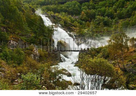 Wasserfall Kleivafossen in Bergen, Norwegen