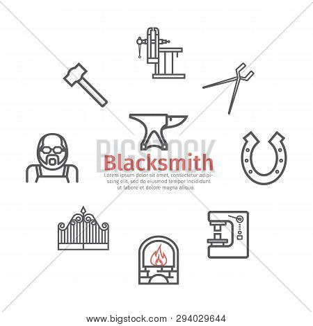 Blacksmith Icons Set. Vector Signs For Web Graphics.
