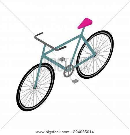 Isometric Bicycle Icon Isolated On White Background. Travel And Eco Transport Concept Vector Illustr