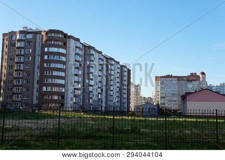 Modern Condominium Building Real Etate In City With Blue Sky