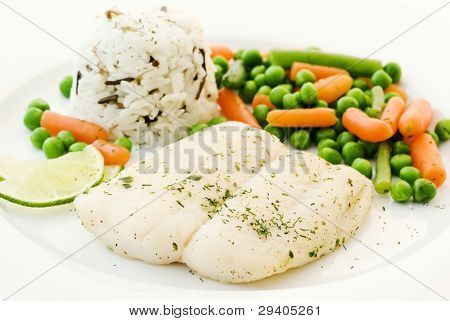 Pangasius med grøntsager