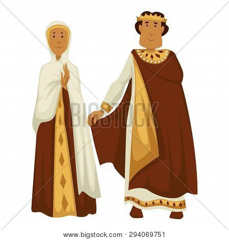 Byzantium Emperor And Empress Crown And Shawl Isolated Characters