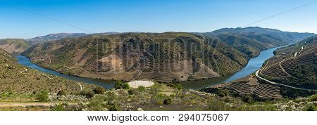 River Douro Next To The Mouth Of The River Coa. Vila Nova De Foz Côa Municipality. Douro Region.