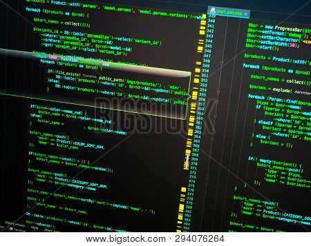 Computer Engineering Of Web Site In The Code Editor Using Php Language. Web Developing And Programmi