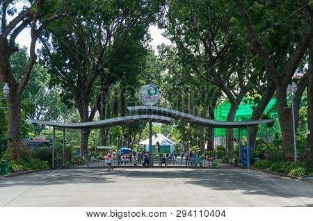 Ho Chi Minh City, Vietnam - August 24, 2017: Saigon Zoo Main Entrance, Front Gate