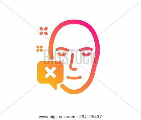Face Declined Icon. Human Profile Sign. Facial Identification Error Symbol. Classic Flat Style. Grad