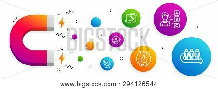 Magnet Attracting. Like, Settings Blueprint And Opinion Icons Simple Set. Headhunting, Refresh Like 