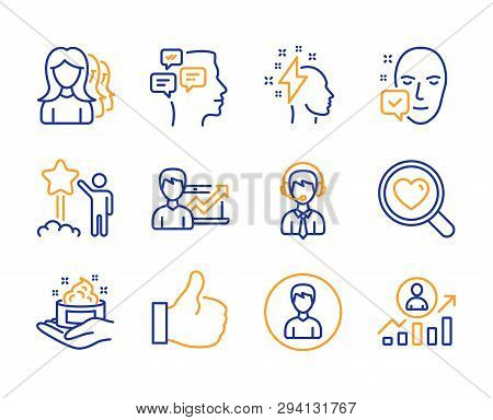Like, Women Headhunting And Success Business Icons Simple Set. Search Love, Star And Person Signs. S