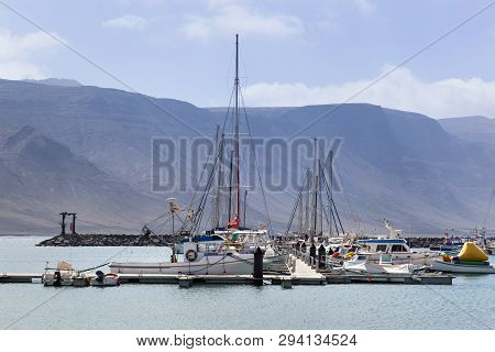 Harbor Of Caleta De Sebo On The Island La Graciosa Of Lanzarote