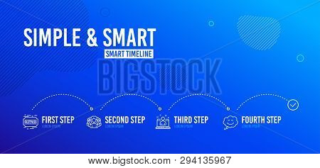 Infographic Timeline. Best Manager, Fastpass And Women Group Icons Simple Set. Speech Bubble Sign. B