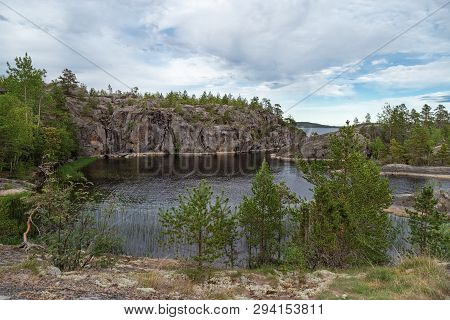 Lake Ladoga. Republic Of Karelia, Russia.archipelago Type Of Coast. Landscape On Ladoga. Rocky Shore