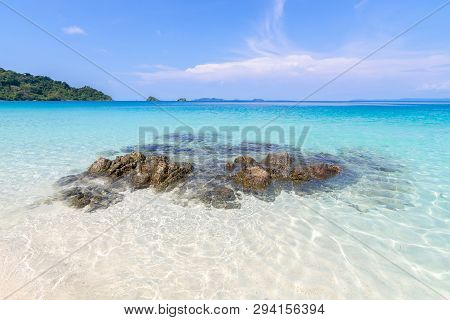 Beautiful Beach View Koh Chang Island Seascape At Trad Province Eastern Of Thailand On Blue Sky Back