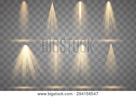 Scene Illumination Collection, Transparent Effects. Bright Lighting With Spotlights.