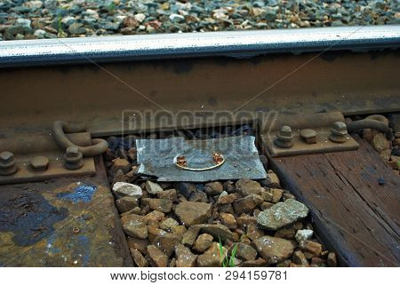 Abandoned Brick Train Depot With Tracks And Graffiti