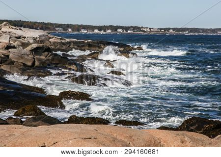 YORK, MAINE, USA - OCTOBER 10, 2016 : Coastal view near Cape Neddick 