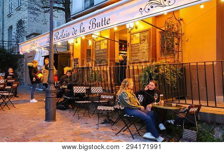 Paris, France-march 06, 2019 : Founded In 1672 , The Traditional French Restaurant Le Relais De La B