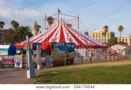 View Of Circus Tent Before New Spectacle Of Raluy Circus, Catalonia