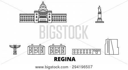 Canada, Regina Line Travel Skyline Set. Canada, Regina Outline City Vector Illustration, Symbol, Tra