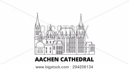 Germany, Aachen Cathedral Line Travel Skyline Set. Germany, Aachen Cathedral Outline City Vector Ill