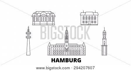 Germany, Hamburg Line Travel Skyline Set. Germany, Hamburg Outline City Vector Illustration, Symbol,