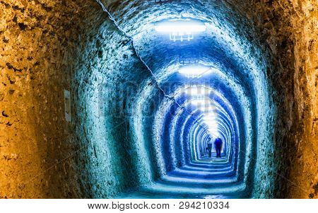 TURDA, ROMANIA - MARCH 10, 2018: Turda Salt Mine or Salina Turda, well known landmark in Transylvania with an underground museum and theme park, Romania, Europe