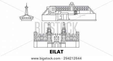 Israel, Eilat Line Travel Skyline Set. Israel, Eilat Outline City Vector Illustration, Symbol, Trave