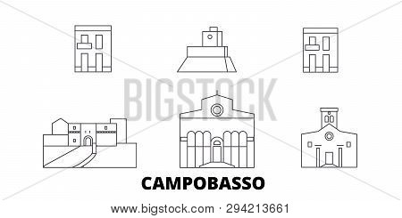 Italy, Campobasso Line Travel Skyline Set. Italy, Campobasso Outline City Vector Illustration, Symbo