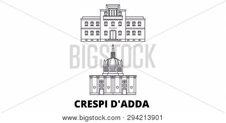 Italy, Crespi Dadda  Line Travel Skyline Set. Italy, Crespi Dadda  Outline City Vector Illustration,
