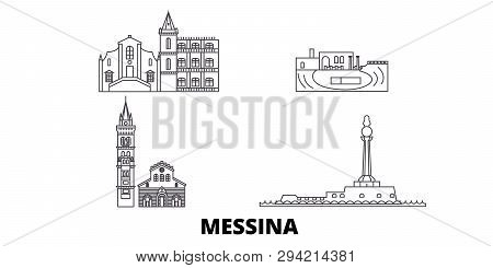Italy, Messina Line Travel Skyline Set. Italy, Messina Outline City Vector Illustration, Symbol, Tra