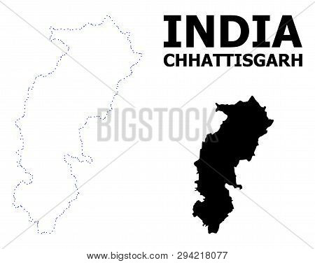 Vector Contour Map Of Chhattisgarh State With Name. Map Of Chhattisgarh State Is Isolated On A White